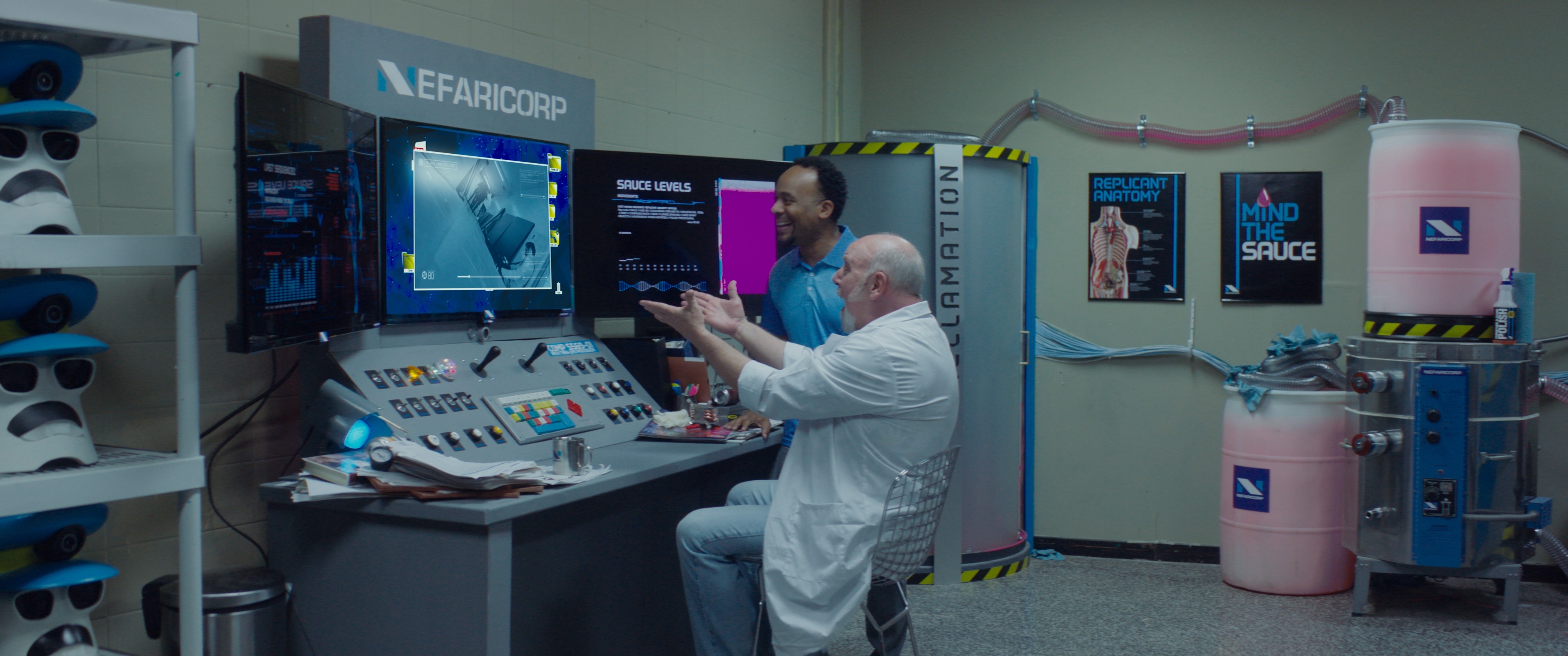 Clone Cops production still 9 - behind the scenes scene from the 2025 indie sci-fi comedy film Clone Cops featuring action and comedy